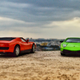 (L-R) Lamborghini Miura SV and Murciélago LP670-4 SV